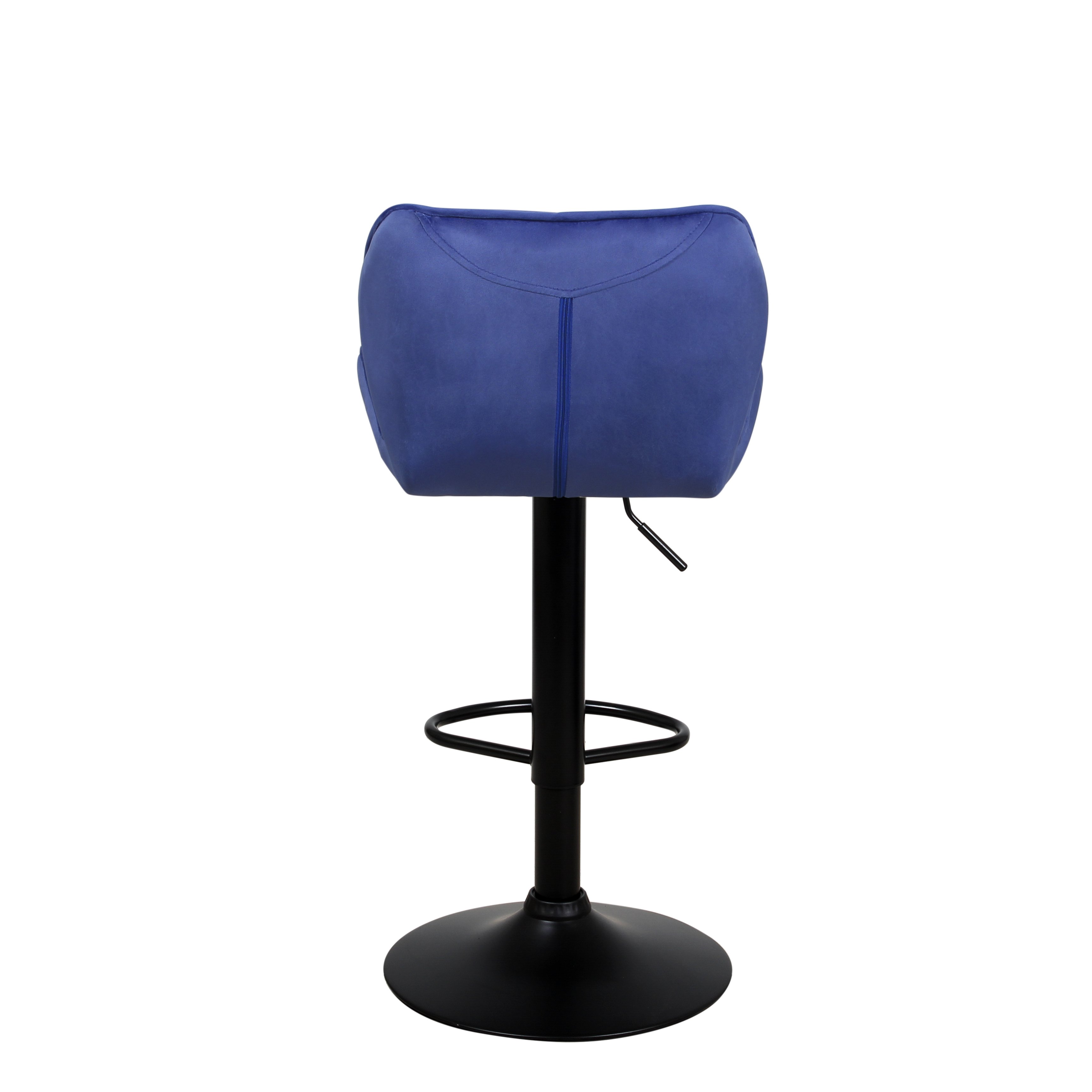Барный стул на газлифте КРИСТАЛЛ синий велюр, цвет основания черный