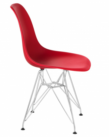 Обеденный стул DOBRIN DSR, ножки хром, цвет красный пластик (R-02)  