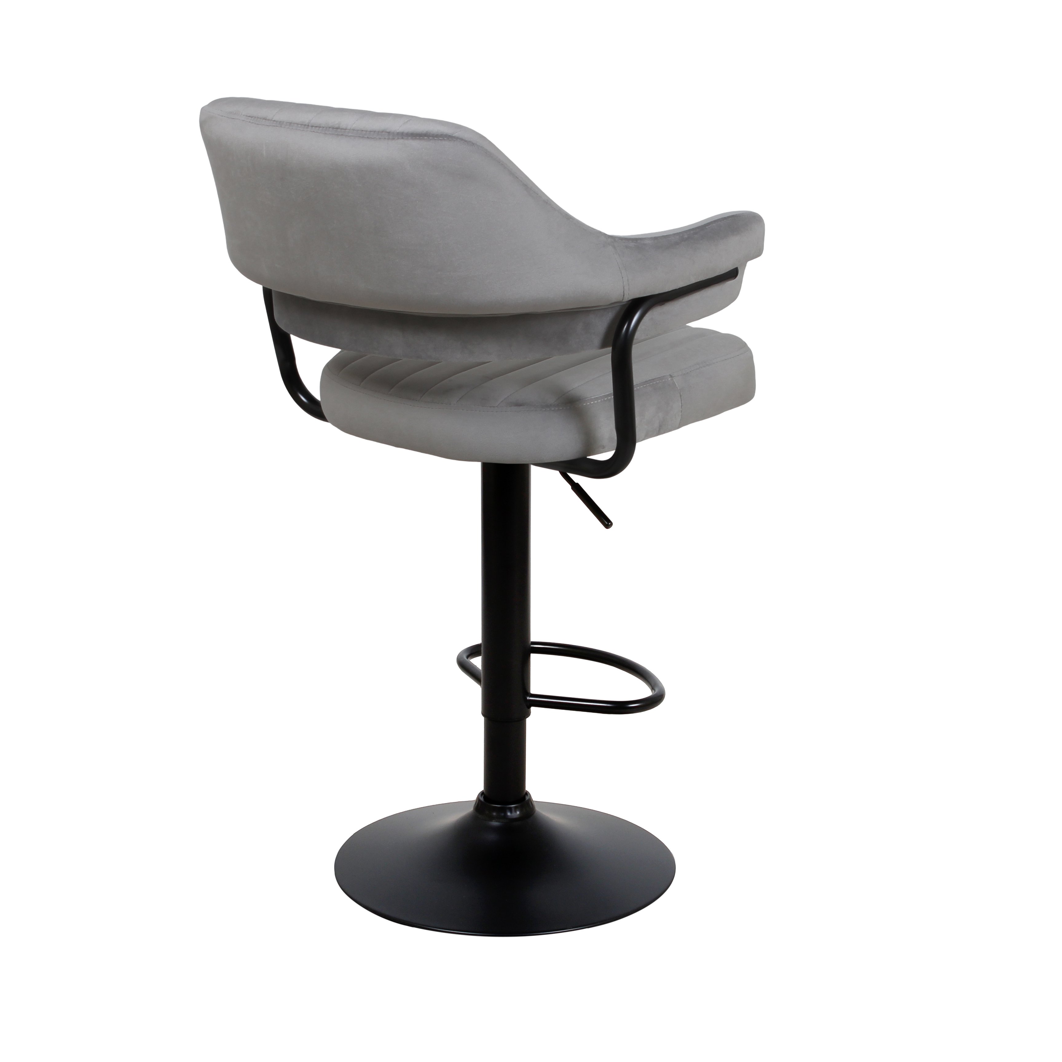 Барный стул на газлифте КАНТРИ WX-2917 серый велюр, черное основание