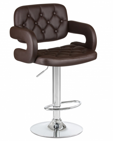 Барный стул на газлифте DOBRIN TIESTO LM-3460, коричневый экокожа, цвет основания хром