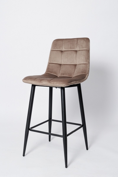 Барный стул ВC-1722, цвет темно-бежевый вельвет, черное основание 