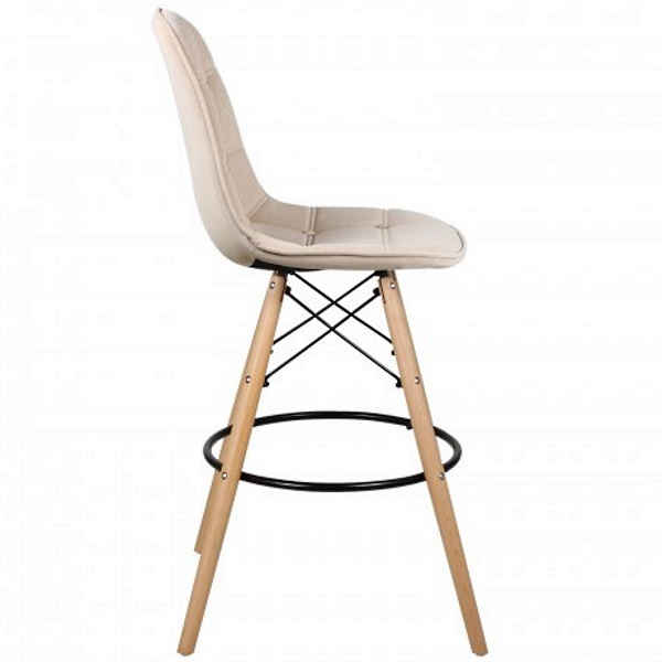 Барный стул ПАСКАЛЬ WX-2002V на деревянных ножках, бежевый велюр