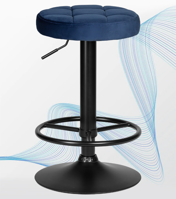 НОВИНКА !!! Барный стул на газлифте DOBRIN BRUNO BLACK синий велюр, черное основание
