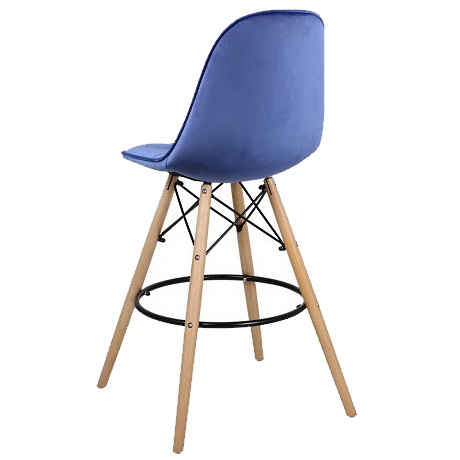 Барный стул ПАСКАЛЬ WX-2002V на деревянных ножках, синий велюр