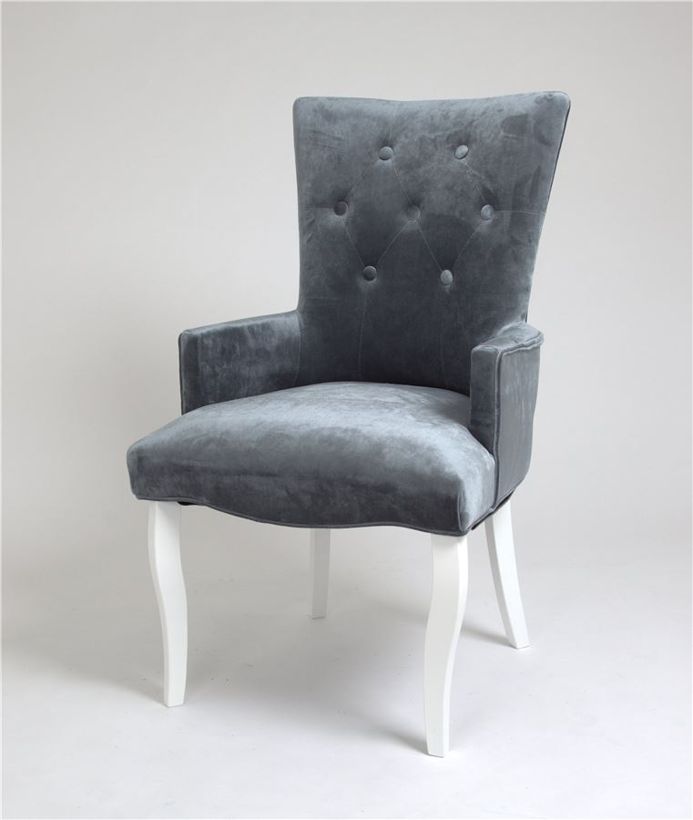 Кресло Виктория (эмаль белая / 25 - грязно-голубой)