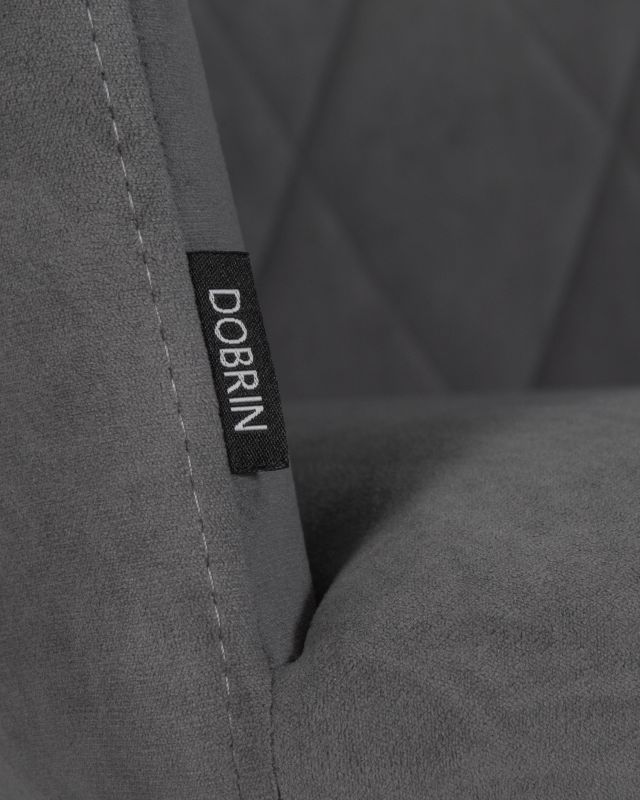 Обеденный стул DOBRIN ROBY, цвет сиденья Catania Silver велюр, цвет основания черный муар