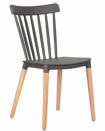 Обеденный стул DOBRIN THEO 687PP-LMZL, ножки светлый бук, цвет темно-серый пластик (GR-04)