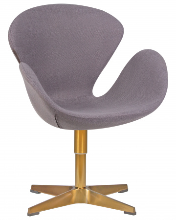 Кресло дизайнерское DOBRIN SWAN LMO-69A, серая ткань IF11, золотое основание