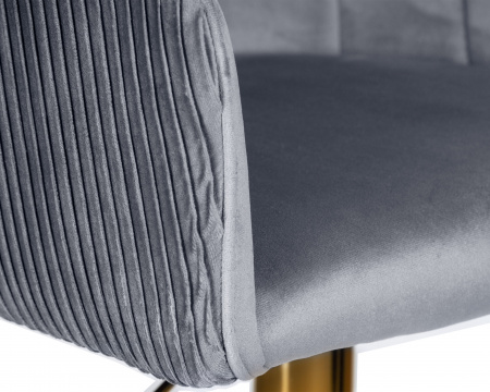 Барный стул на газлифте DOBRIN DARCY GOLD LM-5025_Gold Base, серый велюр, цвет основания золотой