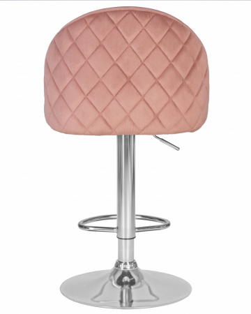 Барный стул на газлифте DOBRIN MILANA LM-3036, пудрово-розовый велюр, основание хром сталь