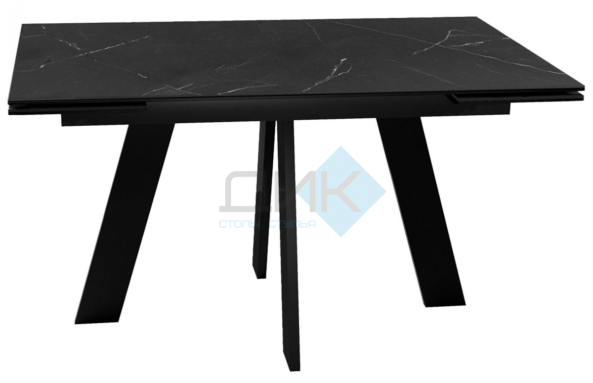Стол DikLine SKM140 Керамика Черный мрамор, подстолье черное, опоры черные