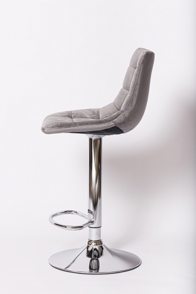 Барный стул на газлифте BN-1219 серый вельвет, основание хром