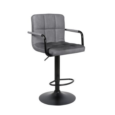 Барный стул на газлифте ПАРКЕР АРМ WX-2319 серый велюр, цвет основания черный