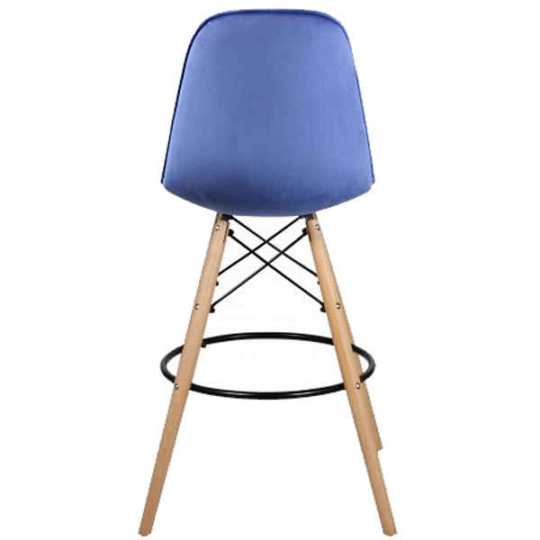 Барный стул ПАСКАЛЬ WX-2002V на деревянных ножках, синий велюр