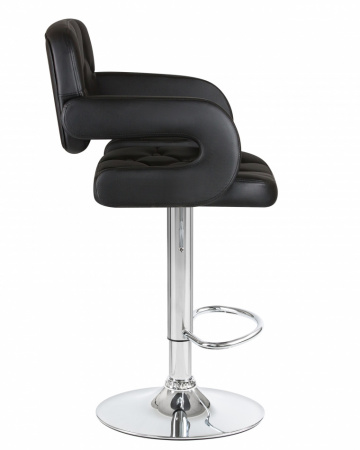 Барный стул на газлифте DOBRIN TIESTO LM-3460, черный экокожа, цвет основания хром 