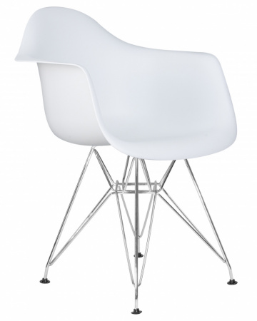 Обеденный стул DOBRIN DAW CHROME, цвет сиденья белый, цвет основания хромированная сталь