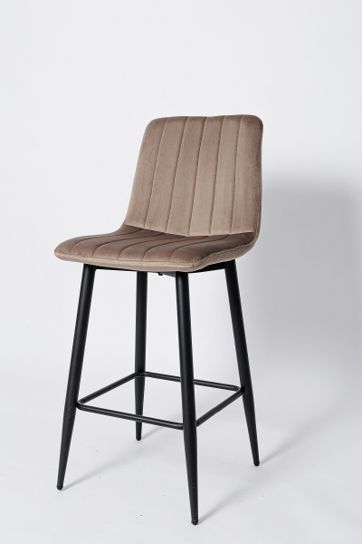 Барный стул ВC-1723, цвет темно-бежевый вельвет, черное основание 
