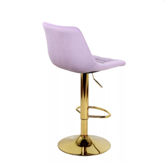Барный стул на газлифте ДИЖОН WX-2822 сиреневый велюр, цвет основания золотой