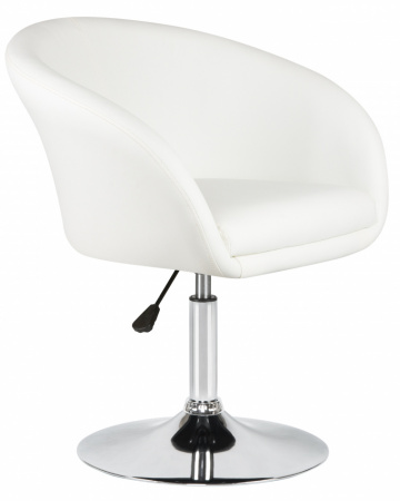 Кресло дизайнерское DOBRIN EDISON LM-8600, белый PU, основание хромированная сталь