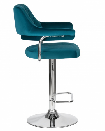 Барный стул на газлифте DOBRIN CHARLY LM-5019, цвет морской волны велюр (MJ9-99), цвет основания хром