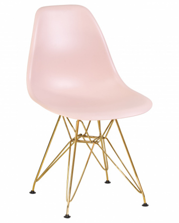 Обеденный стул DOBRIN DSR, ножки золотые, цвет светло-розовый пластик (PK-02)  