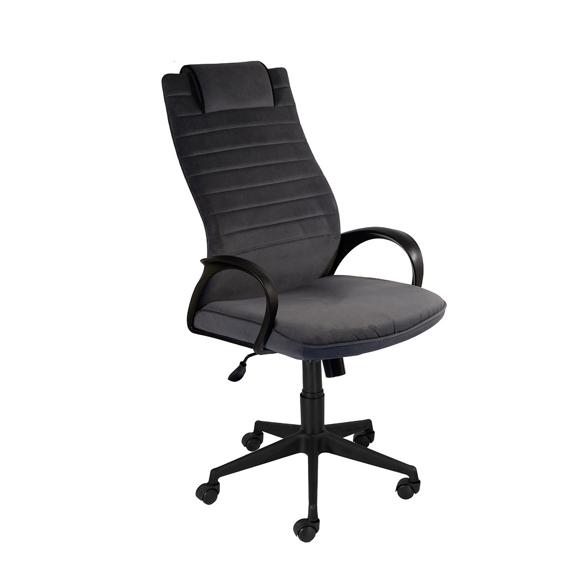 Кресло офисное КВЕСТ ультра, флок NEO-26 (серый)/ кант NEO-28 (черный)