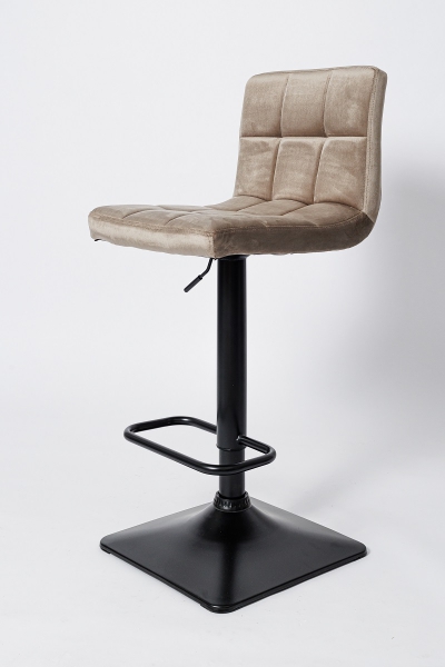 Барный стул на газлифте BN-1012 RQ бежевый вельвет, цвет основания черный