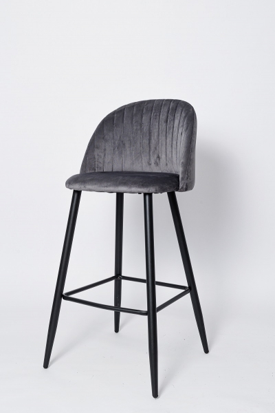 Барный стул ВC-1726, цвет графит вельвет, черное основание 