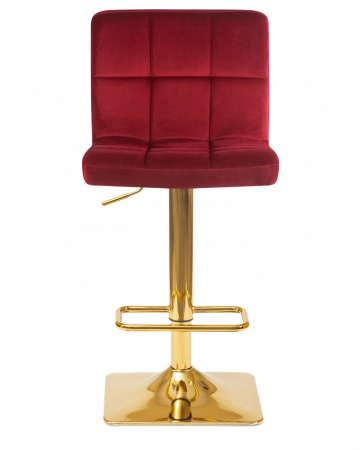 Барный стул на газлифте DOBRIN GOLDIE LM-5016 велюр бордовый, цвет основания золотой