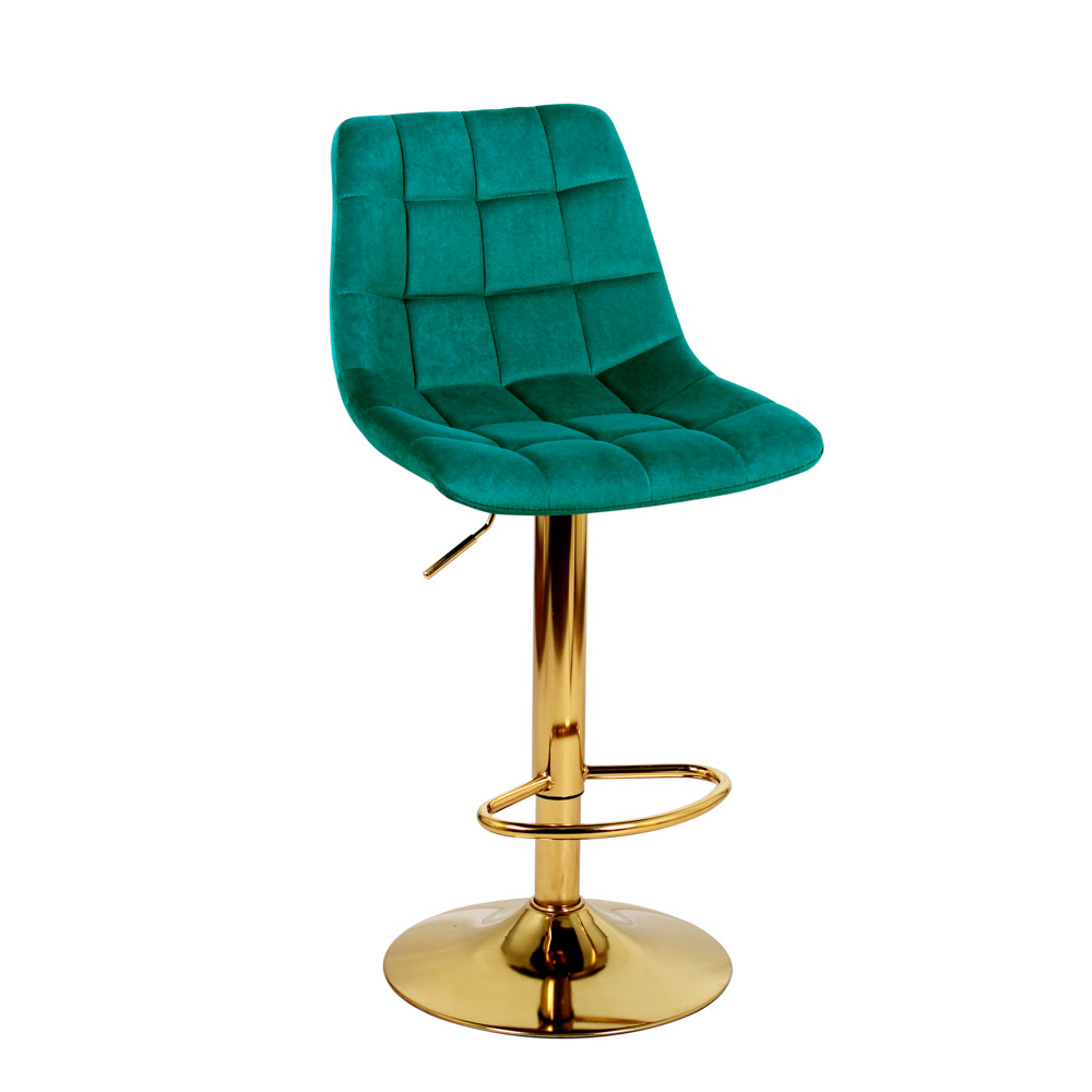 Барный стул на газлифте ДИЖОН WX-2822 зеленый велюр, цвет основания золотой