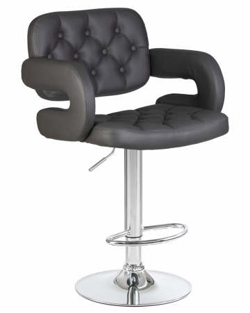Барный стул на газлифте DOBRIN TIESTO LM-3460, серый экокожа, цвет основания хром