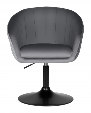 Кресло дизайнерское DOBRIN EDISON BLACK LM-8600_BlackBase, серый велюр (1922-19), цвет основания черный