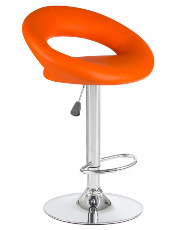 Барный стул на газлифте DOBRIN MIRA оранжевый экокожа, основание хром