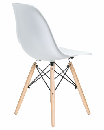 Обеденный стул DOBRIN DSW, ножки светлый бук, цвет белый (W-02) пластик 