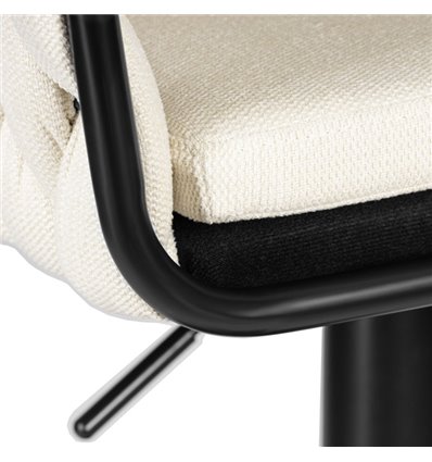 Барный стул на газлифте DOBRIN LEON LM-9690 кремовая ткань, черное основание
