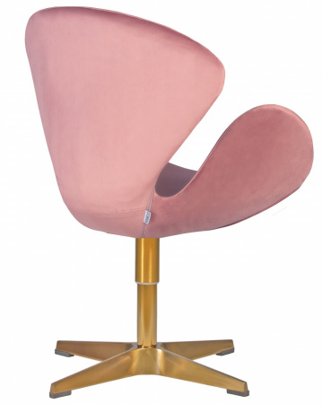 Кресло дизайнерское DOBRIN SWAN LMO-69A, розовый велюр BLUVEL 52, золотое основание
