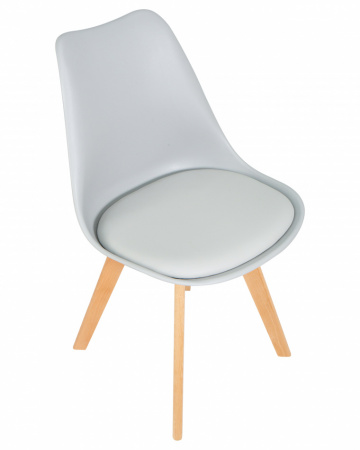 Обеденный стул DOBRIN JERRY SOFT LMZL-PP635, ножки светлый бук, цвет сиденья светло-серый (GR-01)