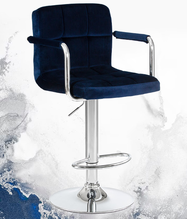 Поступление! Барный стул на газлифте DOBRIN KRUGER ARM LM-5011 синий велюр