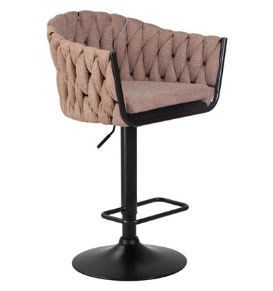 Барный стул на газлифте DOBRIN LEON LM-9690 коричневая ткань, черное основание