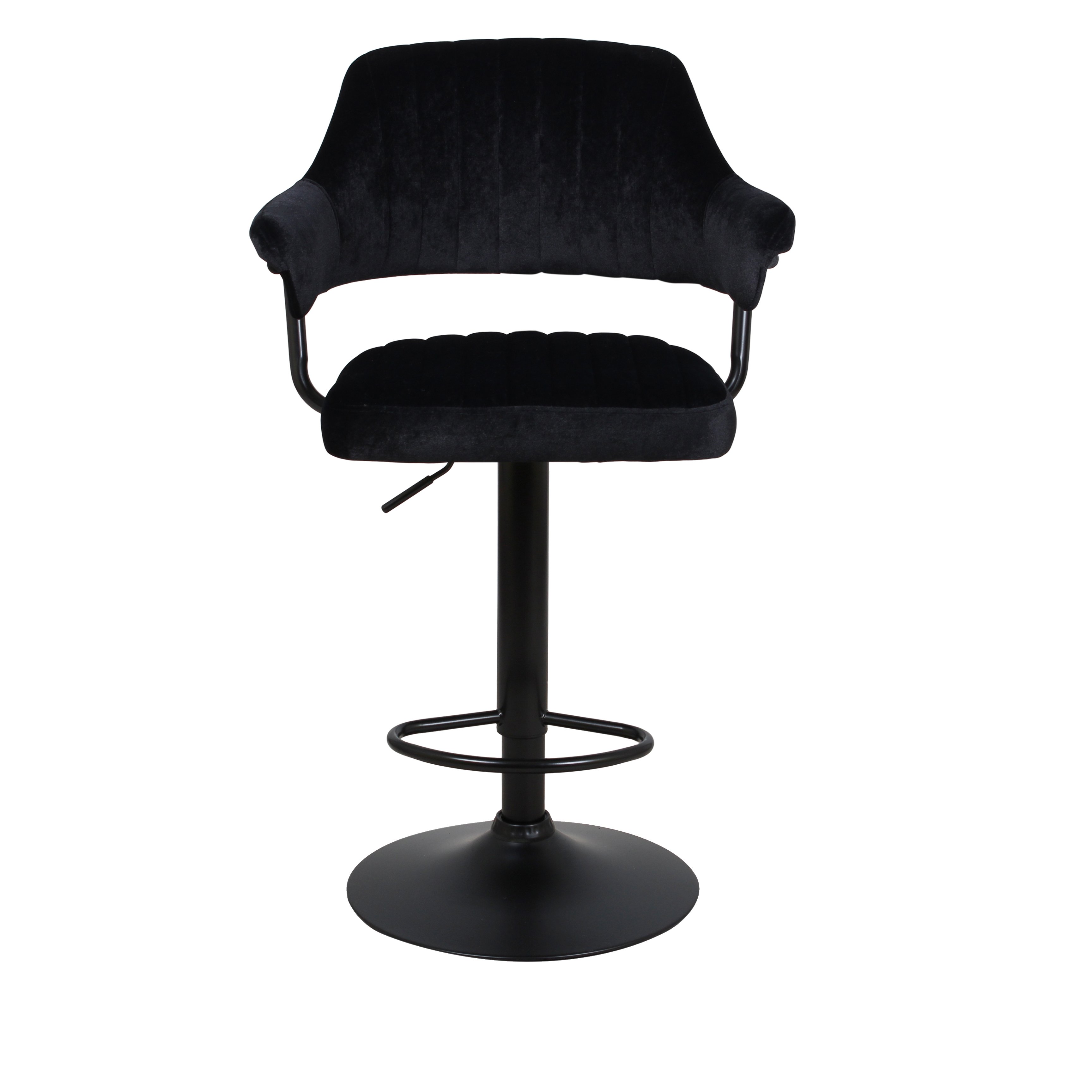 Барный стул на газлифте КАНТРИ черный велюр, цвет основания черный
