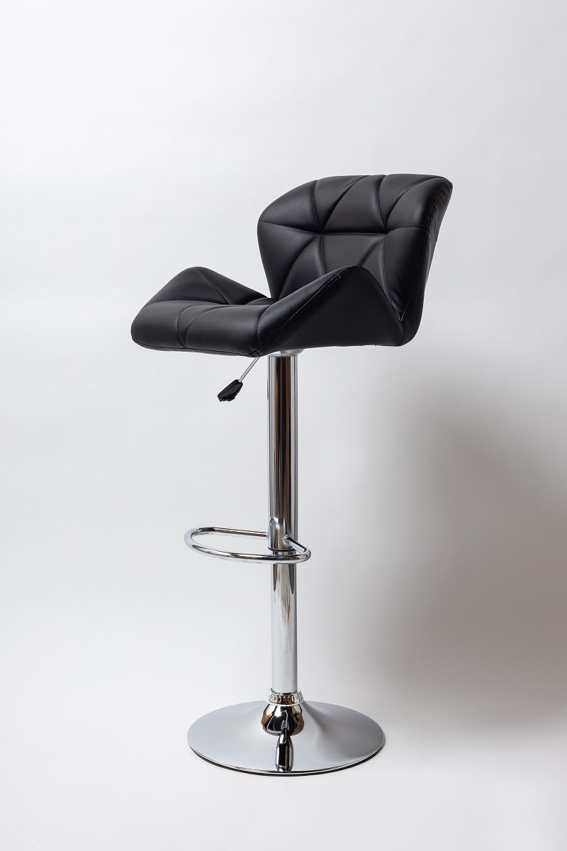 Барный стул на газлифте ВN 1062-2, цвет черный экокожа, основание хром сталь