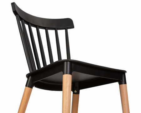 Обеденный стул DOBRIN THEO 687PP-LMZL, ножки светлый бук, цвет черный пластик (B-03)