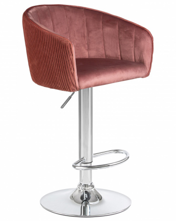Барный стул на газлифте DOBRIN DARCY LM-5025, бронзово-розовый велюр (1922-17), цвет основания хром