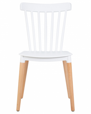 Обеденный стул DOBRIN THEO 687PP-LMZL, ножки светлый бук, цвет белый пластик (W-02)