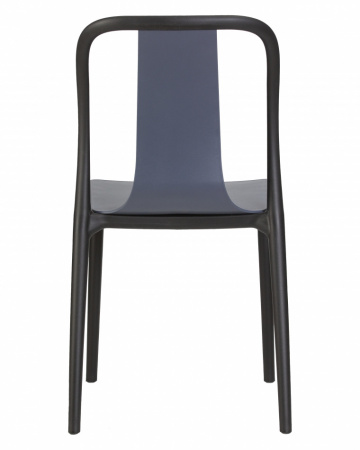 Обеденный стул DOBRIN ADAM, цвет сиденья серо-голубой, цвет основания черный пластик 