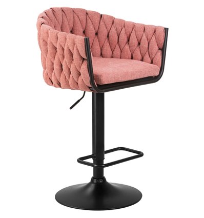 Барный стул на газлифте DOBRIN LEON LM-9690 розовая ткань, черное основание