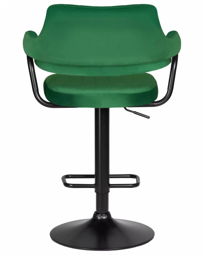 Барный стул на газлифте DOBRIN CHARLY BLACK, зеленый велюр, цвет основания черный