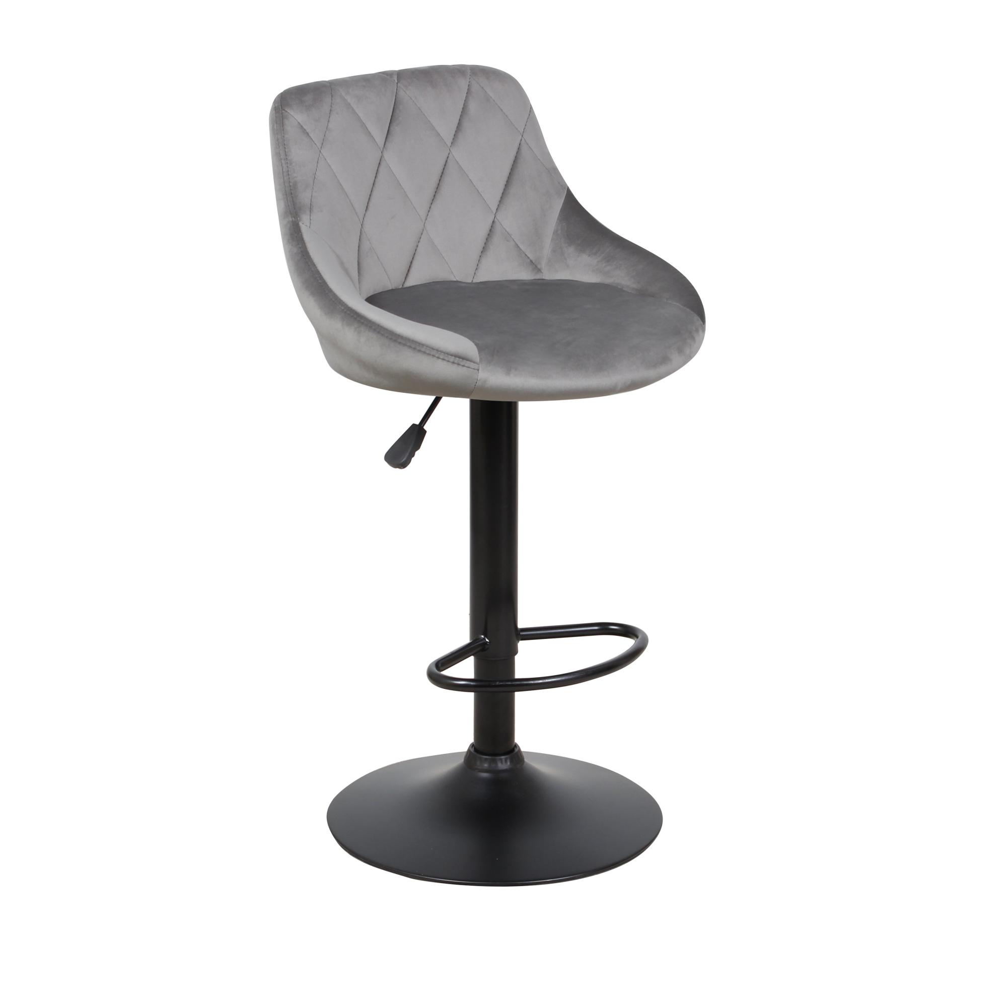 Барный стул на газлифте ПРЕСТИЖ WX-2397 серый велюр, цвет основания черный
