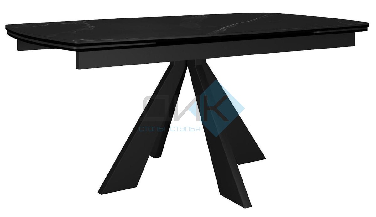 Стол DikLine SKU140 Керамика Черный мрамор, подстолье черное, опоры черные