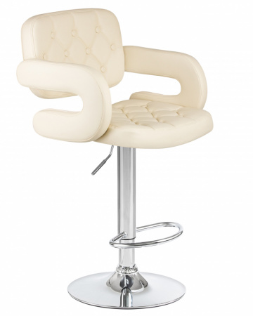 Барный стул на газлифте DOBRIN TIESTO LM-3460, кремовый экокожа, цвет основания хром 